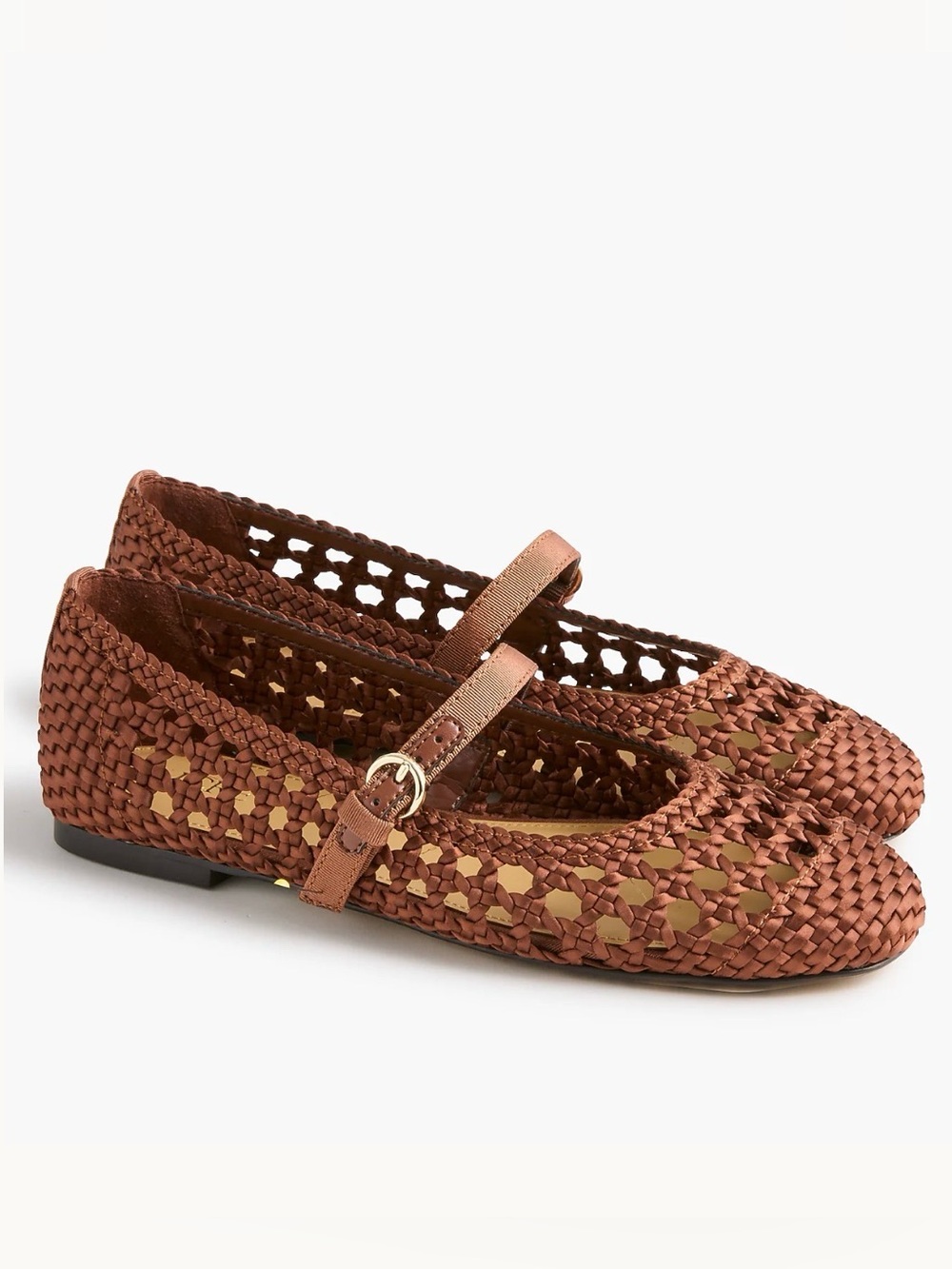 NEW J.Crew Factory Satiny woven Mary Jane flats Antique Oak Sz 6